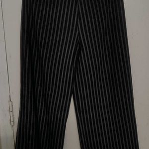 LadiesStiped Plazo Pant Black/White, Waist 26,L- 3