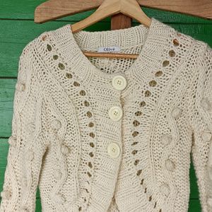 Cream Colour Design Sweater