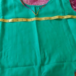 BLUE KURTI ROUND SHAPE WITH FLOWER PRINT