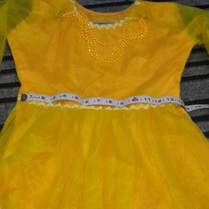 Beautiful Party Wear Yellow Layers Dress