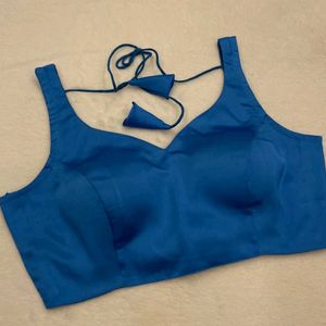 Blue Backless Padded Blouse