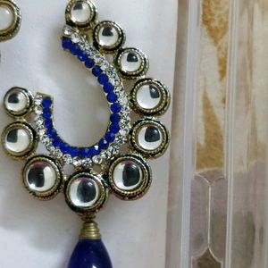 Royal Blue Kundan Earrings