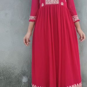 Lucknowi Work Chiffon Gown