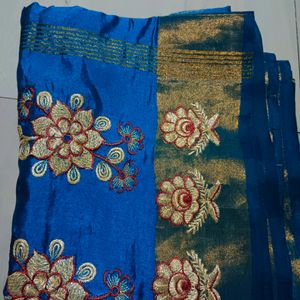 Cotton Silk Peacock Blue Saree 💙