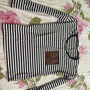 Striped Fitted Top With Patch Pocket