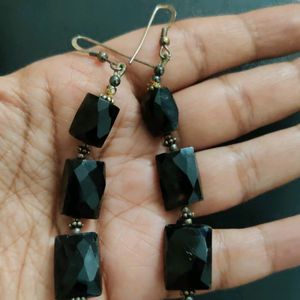 Pure Silver Black Danglers (Without Hallmark)
