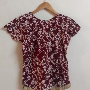 Beautiful Maroon Batic Print Top