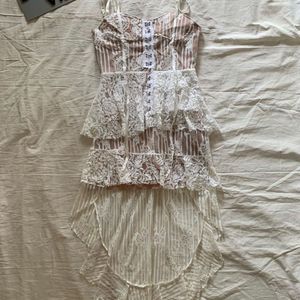 Sexy Nude  Lace Mini Dress