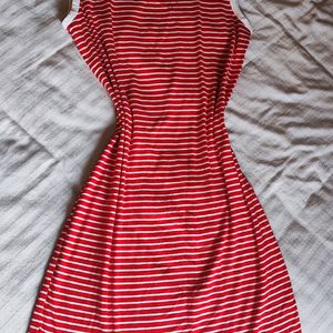 Red N White Striped Dress