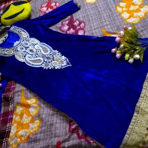 Velvet Kurti With Embroidery Design