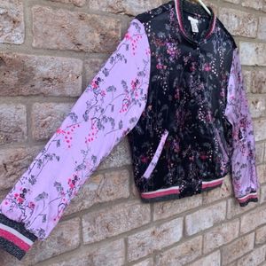 H&M Imported Floral Sakura Bomber Jacket