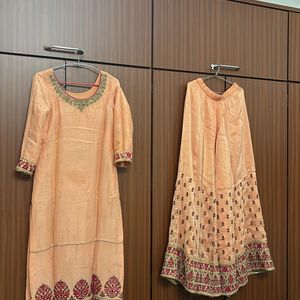 Women Peach Coloured Heavy Palazzo Suit