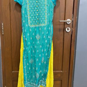 Yellow And Teal Kurthi