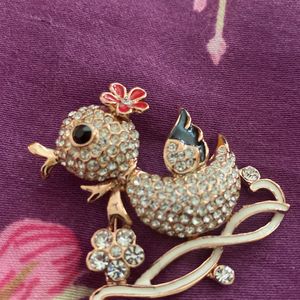 Handcrafted Bird Stone Brooch