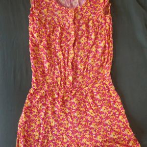 Pink & Yellow Floral Short Jumpsuit