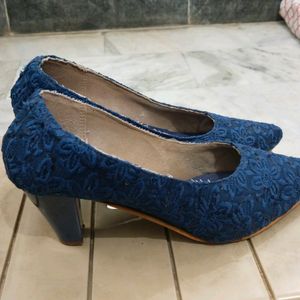 Raw Hide Sequined Blue Heels