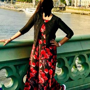 Latin quarter red and black floral dress