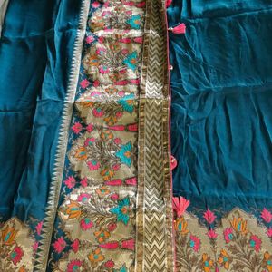 Beautiful Sea Green Colour Sari With Blouse