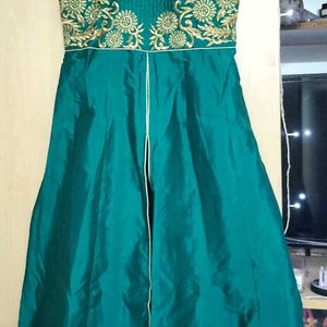 Peacock Green Coloured Gown With Skirt