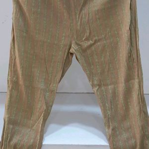 Cotton Silk Kurti Pant Set English Green Colour
