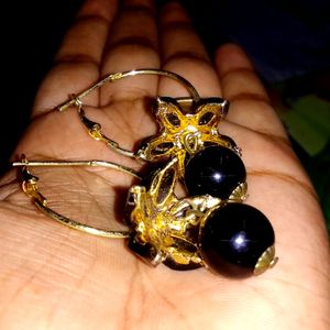 Beautiful Black Golden Earrings