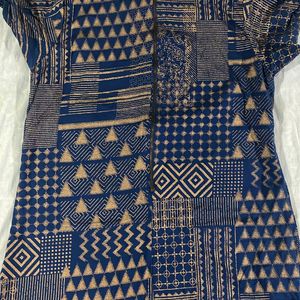 Max Blue & Gold Printed Dress