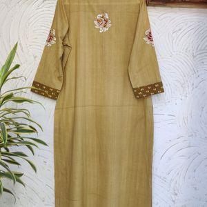 Wooden Texture & Colour Embroidered Kurta