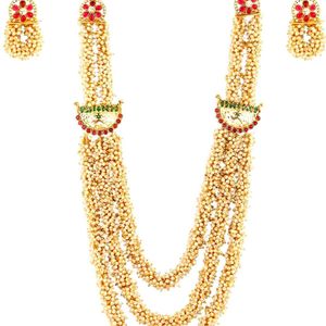 3 Layers Zaveri Pearls Nacklace Set