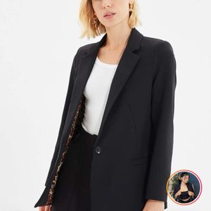 Beautiful Black Blazer with leopard inner lining