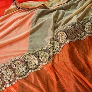 Saree Lace With Brown Blouse