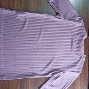 Striped Crew-Neck T-Shirt, Dark shiny Lavender, Medium Size