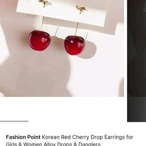 Korean Red Cherry Earings