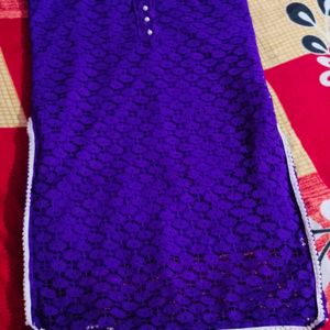 Blue Net Kurti For Girls