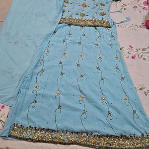 Heavy Sky Blue Wedding Lehenga