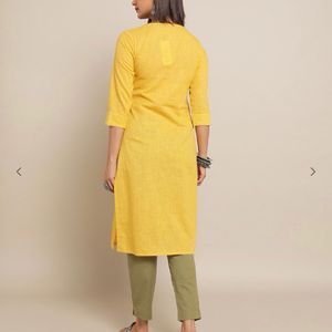 Mustard Straight Fit Kurta