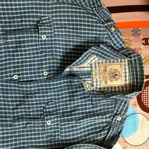 Blue Checked Shirt Casual Wear For Men