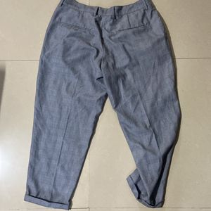 Grey Tapered Croped Trousers