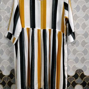 Yellow, Black nd white Stripped Trendy Kurta