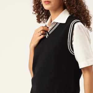 Kook N Keech Women Black Sweater Vest