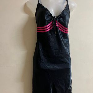 Korean Silk Sexy Black One Piece