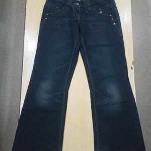 Surplus Navy Blue Cotton Bootcut Jeans for Woman