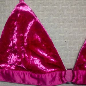 Hot Pink  Velvet Bralette Forever 21