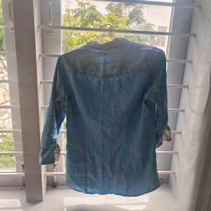 Casual Cotton Blend Denim Shirt
