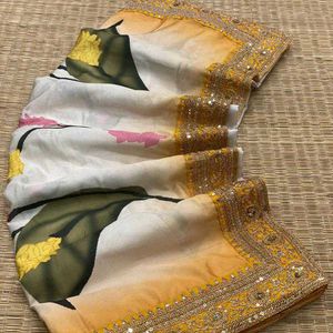 BEAUTIFUL SOFT CHINNON SILK SAREE