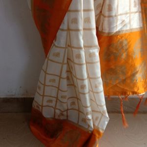 White & Yellow Saree