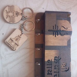 Kedarnath Cell Holder, Keychain wood (Combo)