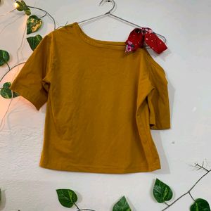 Single Shoulder Mustard Crop Top