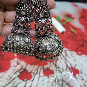 Silver Oxidized Earring