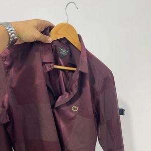 Luxurious Burgundy Polyester Shirt - Size M