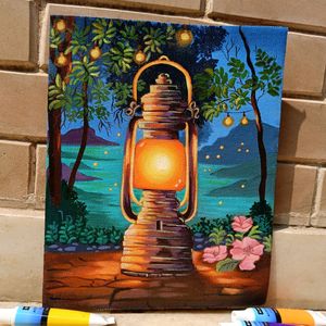 Lantern Painting In Canvas Sheet